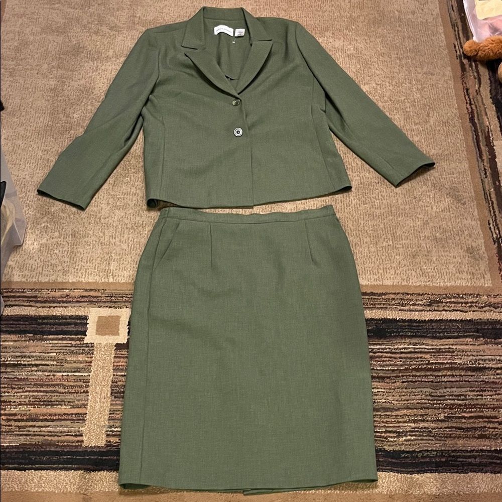 Alfred Dunner Green Pencil Skirt Suit